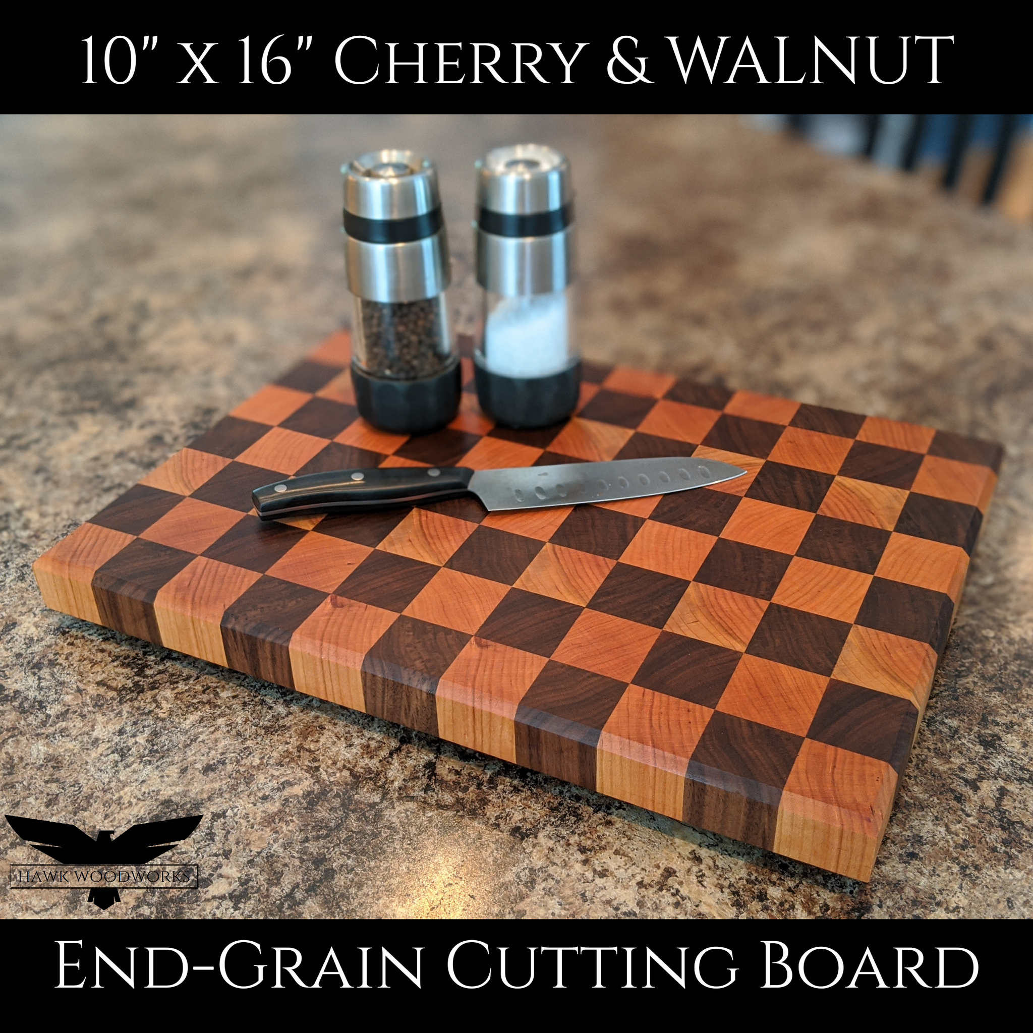  Handmade Hardwood Checker End grain cutting board : Home &  Kitchen